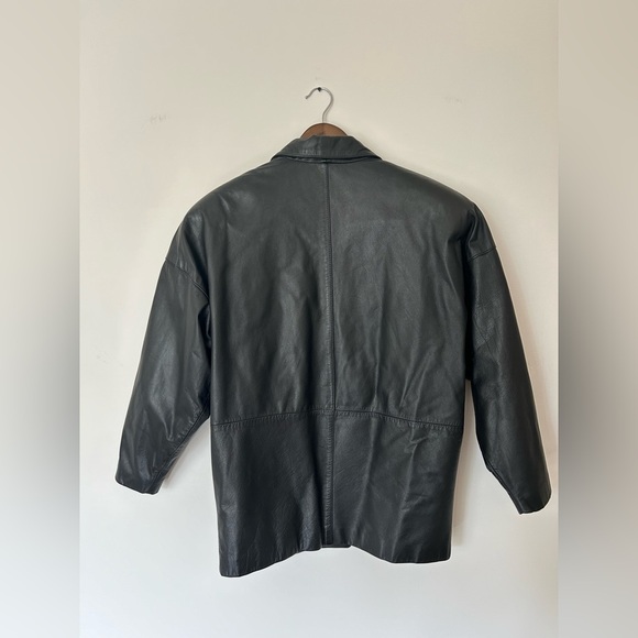 Vintage Calliope Black Leather Single Button Jacket with Pockets, Size S - Picture 5 of 7